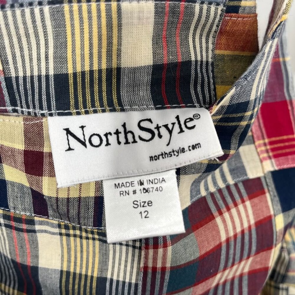 Madras Plaid Y2k Vintage Classic North Style Preppy Cottagecore Dress [Size 12] - Picture 10 of 10